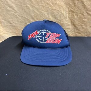 Vintage Skil Top Gun Trucker Hat Mens OSFA Navy Blue Mesh 80s 90s Snapback Cap